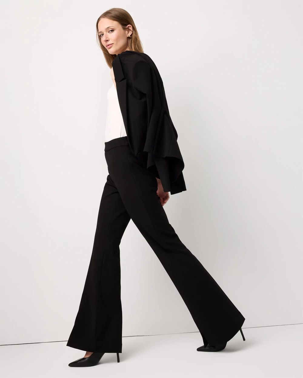 Petite Crepe Stretch Flare Pants