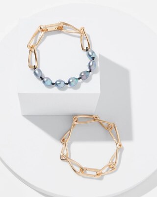 Gold Grey Fresh Water Pearl Bracelet