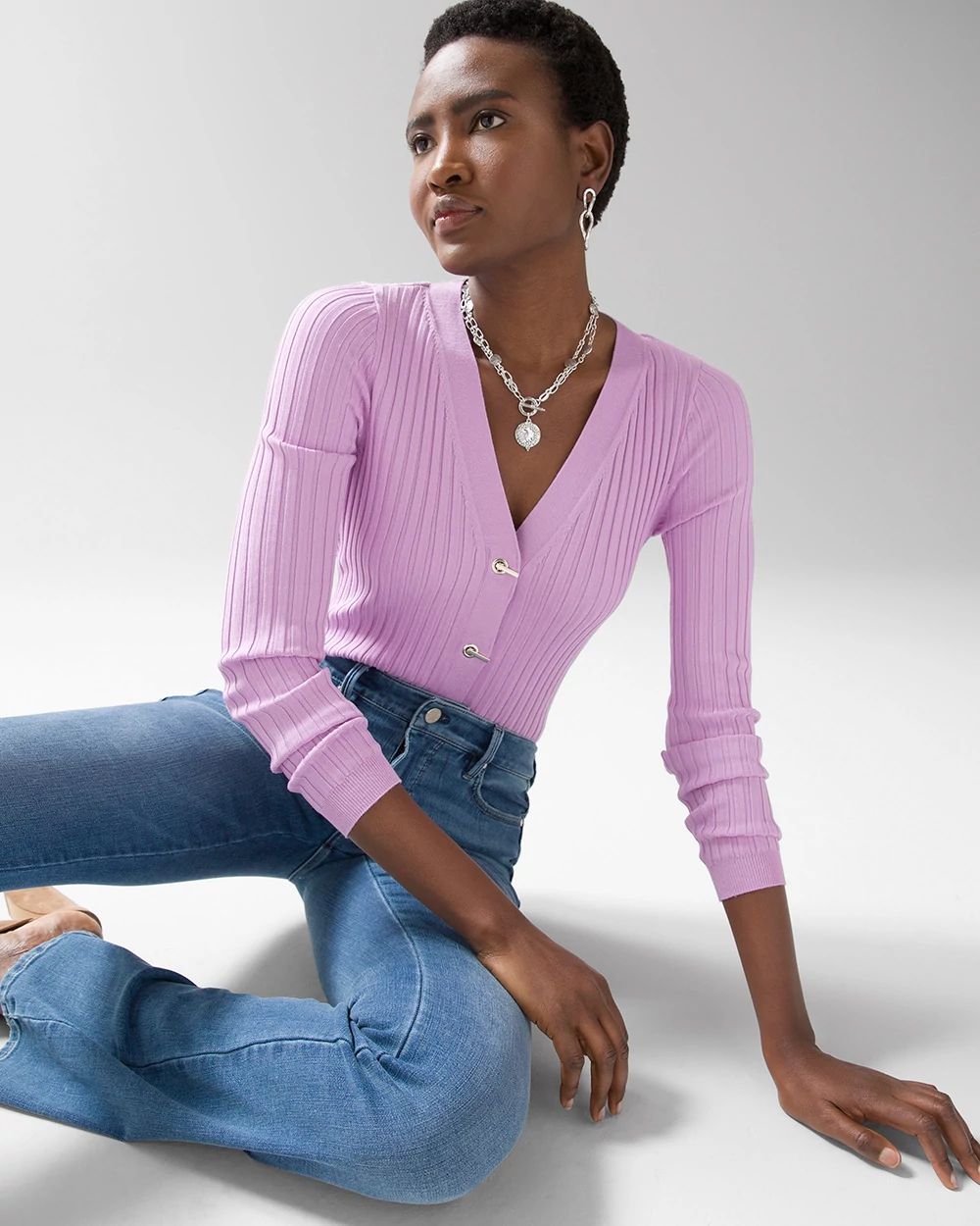 Long-Sleeve Rib Cardigan
