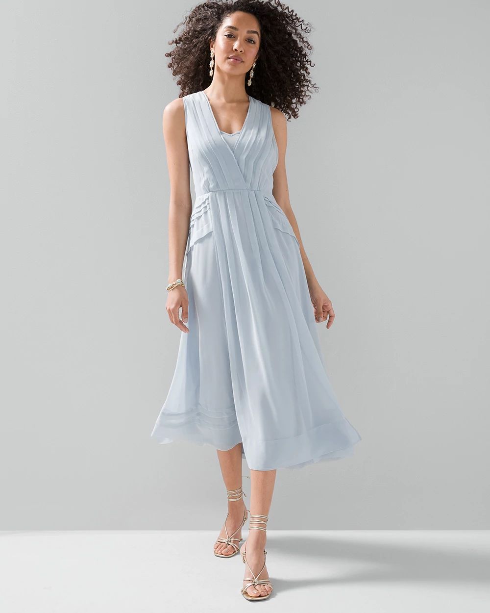 Petite pleated midi dress clearance