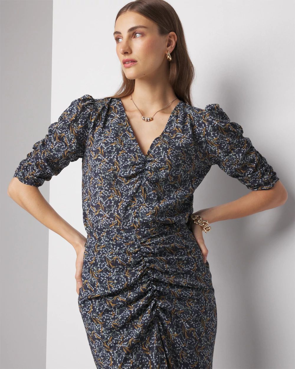 3/4 Sleeve Ruched Blouse