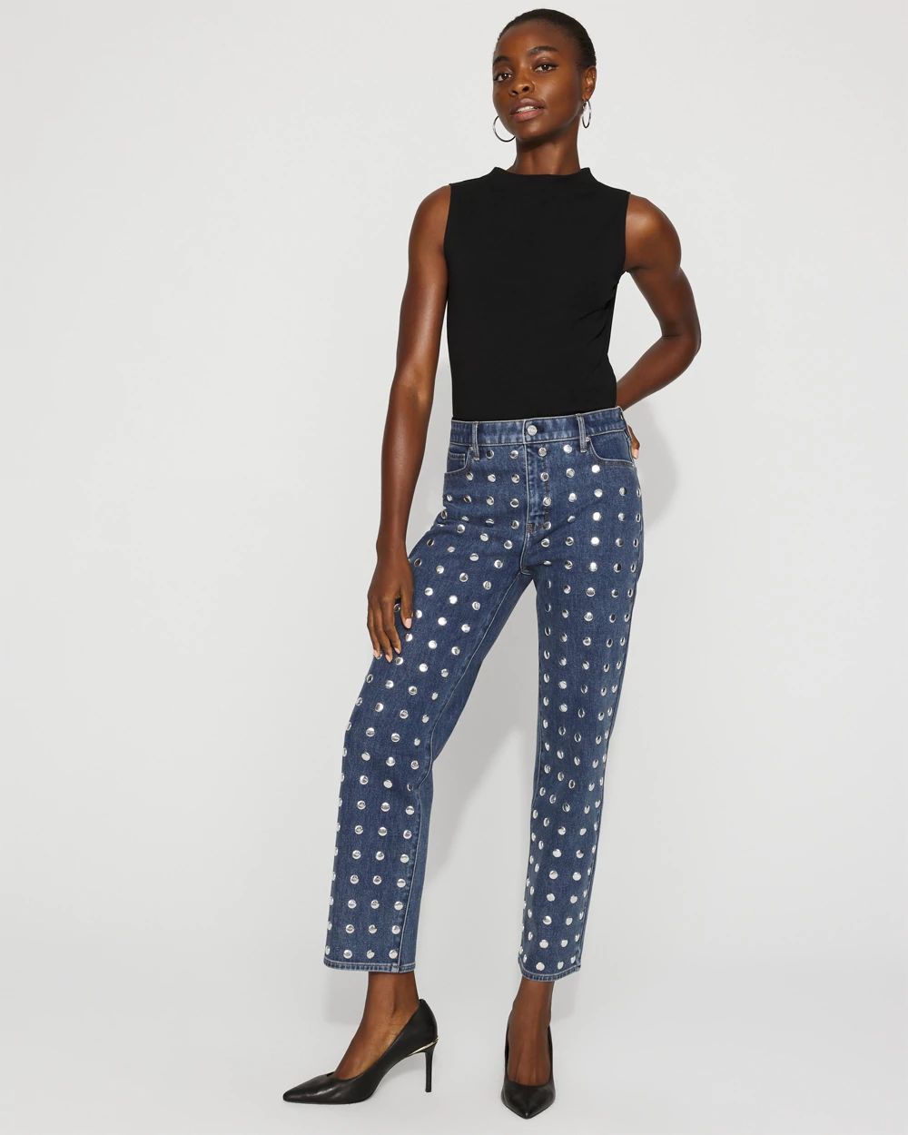 Extra High-Rise Studded Straight Leg Jean