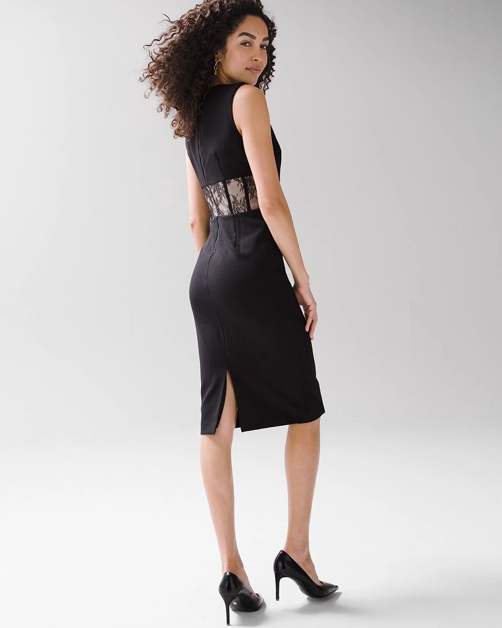 Petite Sleeveless Lace-Waist Sheath Dress