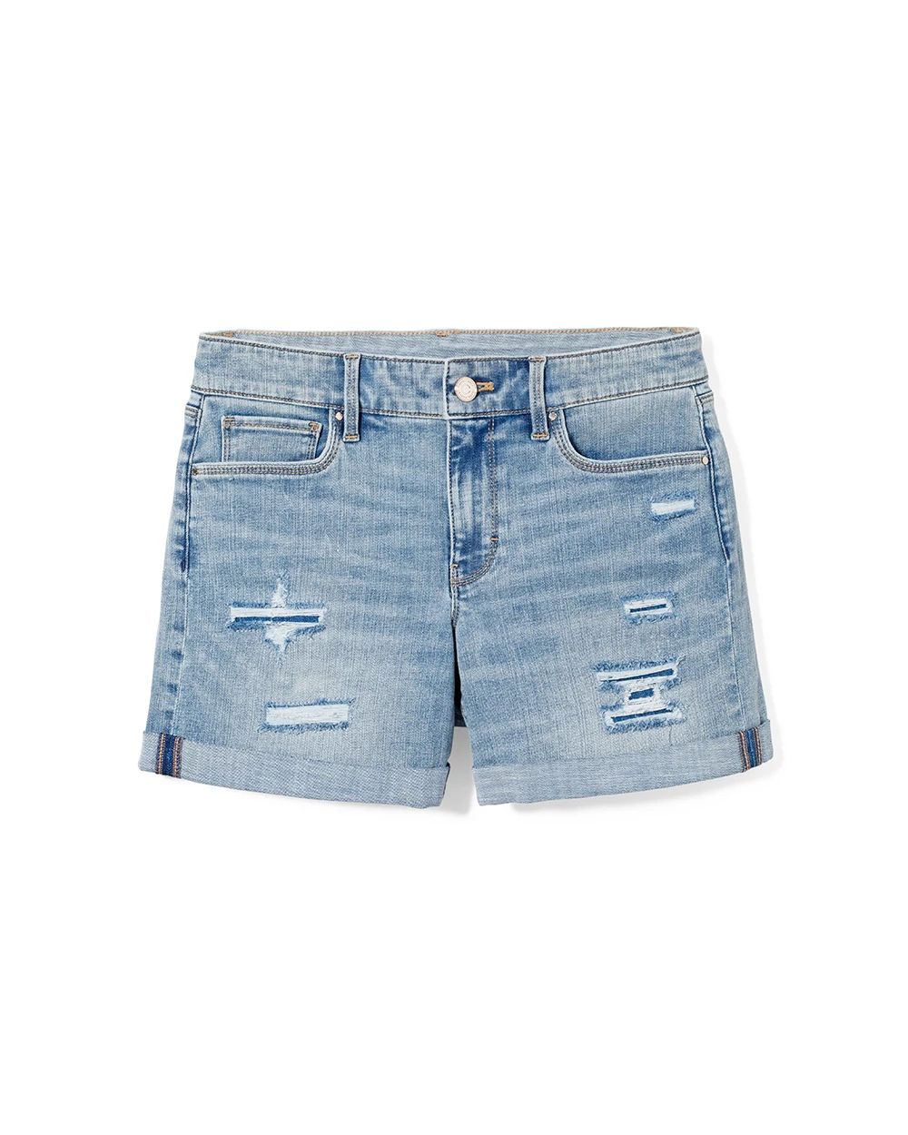 Curvy-Fit Mid-Rise Everyday Soft Denim™ Destructed Shorts