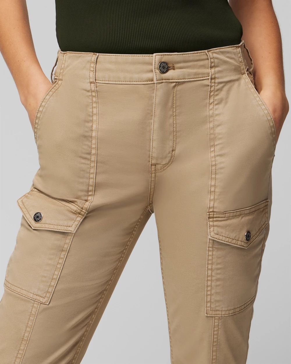 High Rise Pret Cargo Skinny Flare Jeans