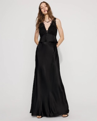 Lace + Satin Peplum Maxi Dress