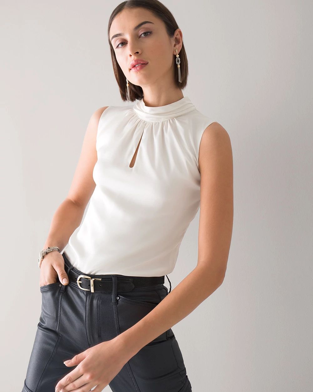 Sleeveless Mock Neck Shell | White House Black Market