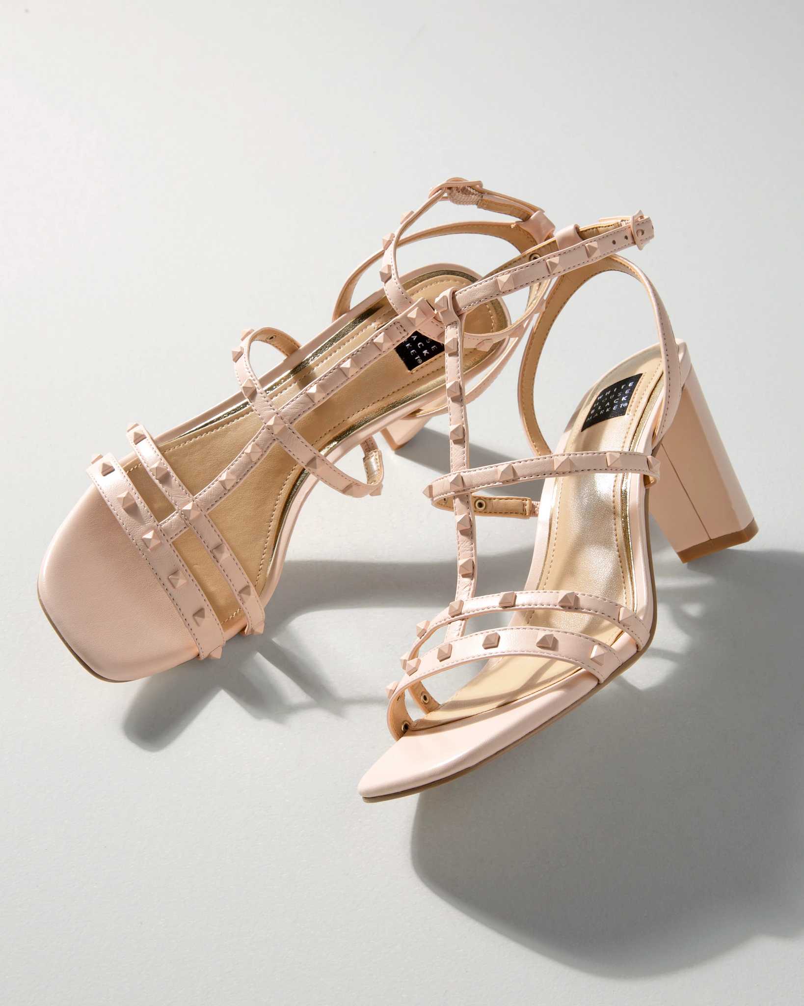 Strappy Studded Mid-Heel Sandal click to view larger image.