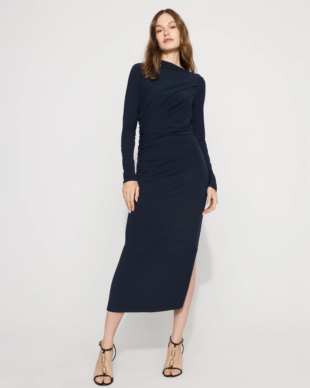 Asymmetrical Mockneck Bodycon Dress