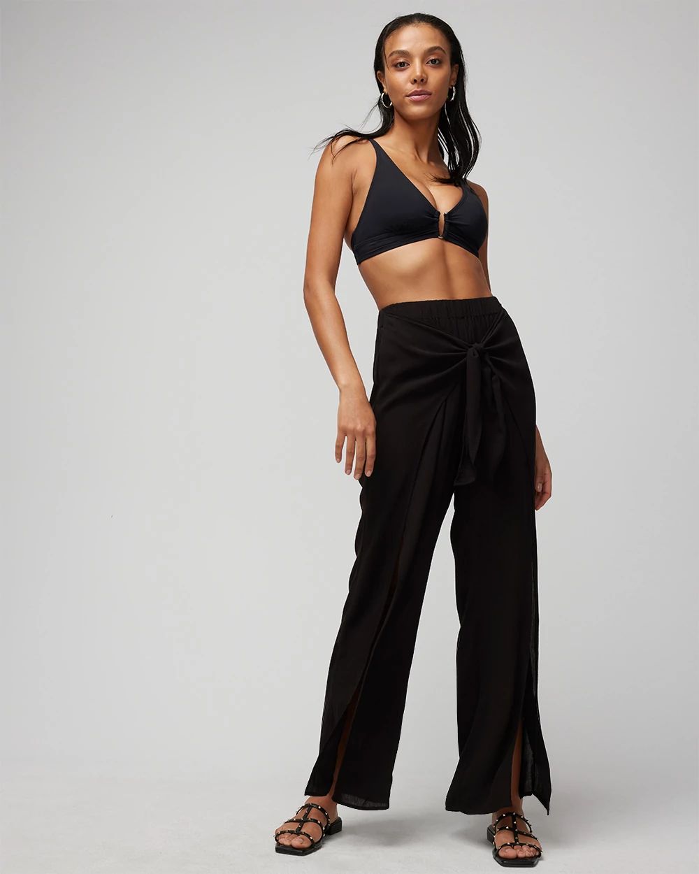 Tie-Front Wrap Beach/Swim Pants