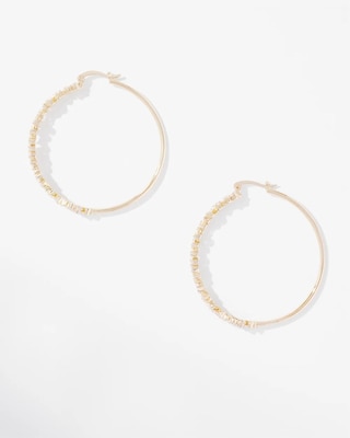 Gold Crystal Baguette Hoop Earrings click to view larger image.