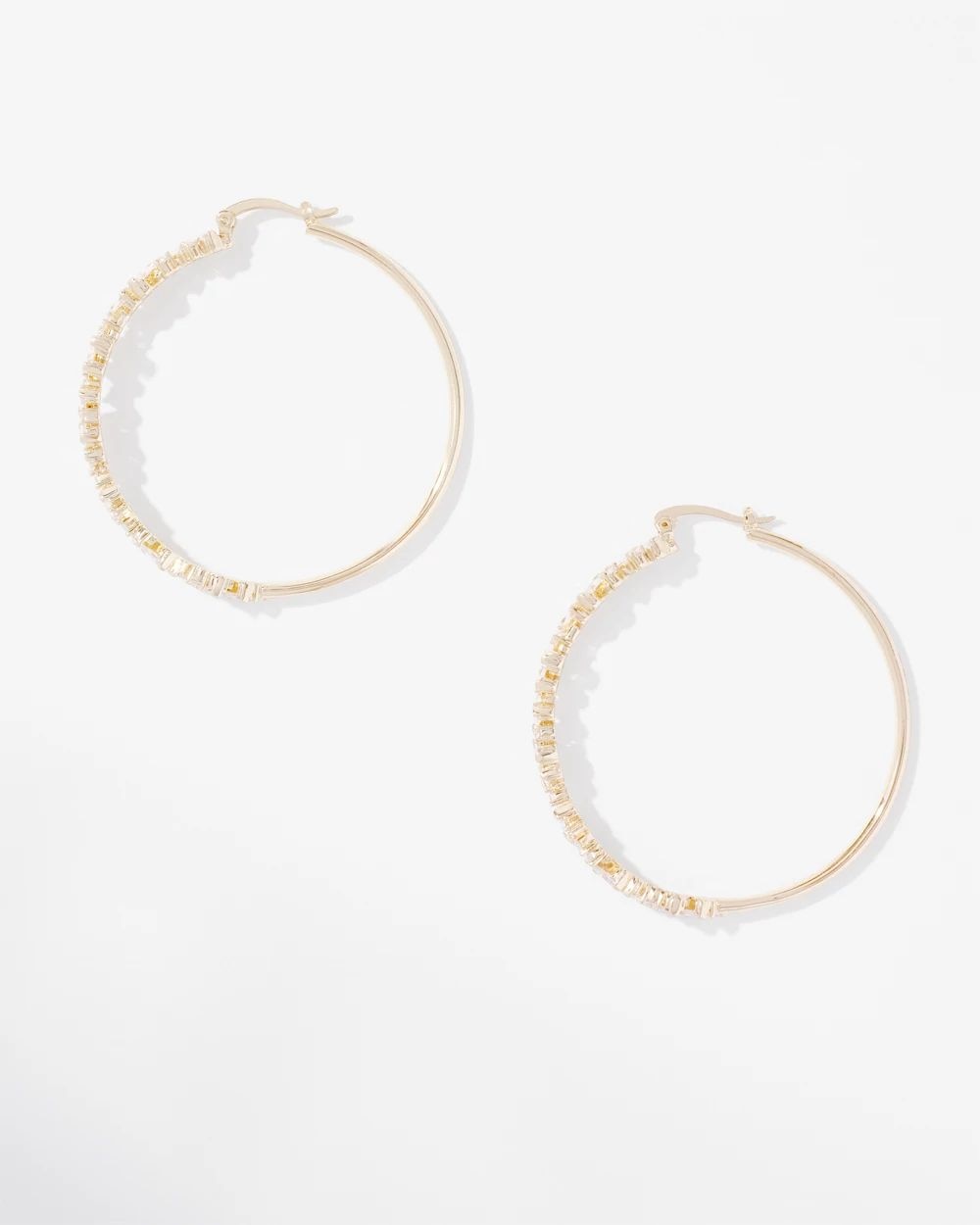 Gold Crystal Baguette Hoop Earrings