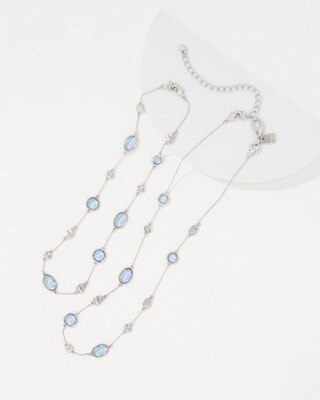 Denim Blue Glass Stone Convertible Necklace click to view larger image.