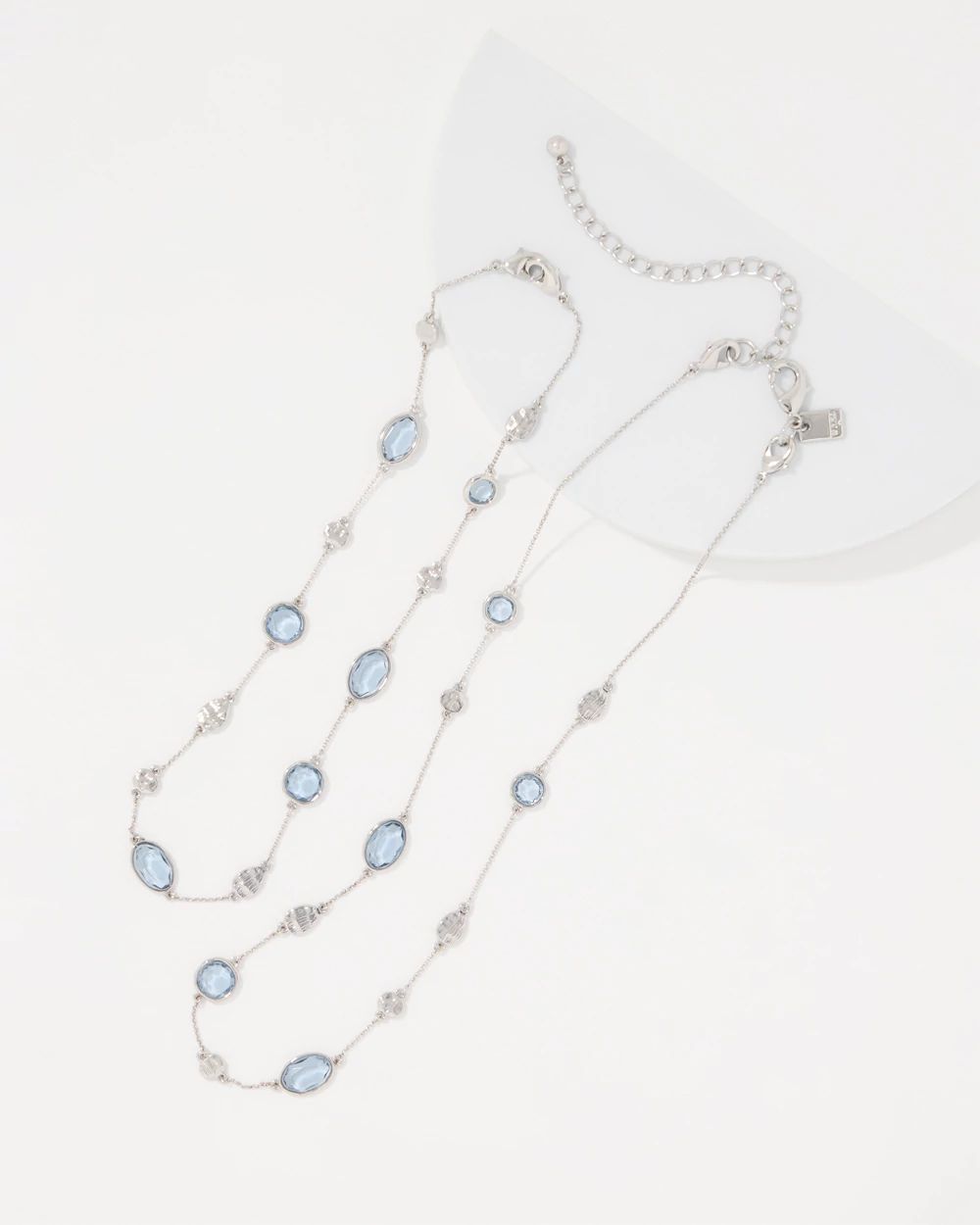 Denim Blue Glass Stone Convertible Necklace