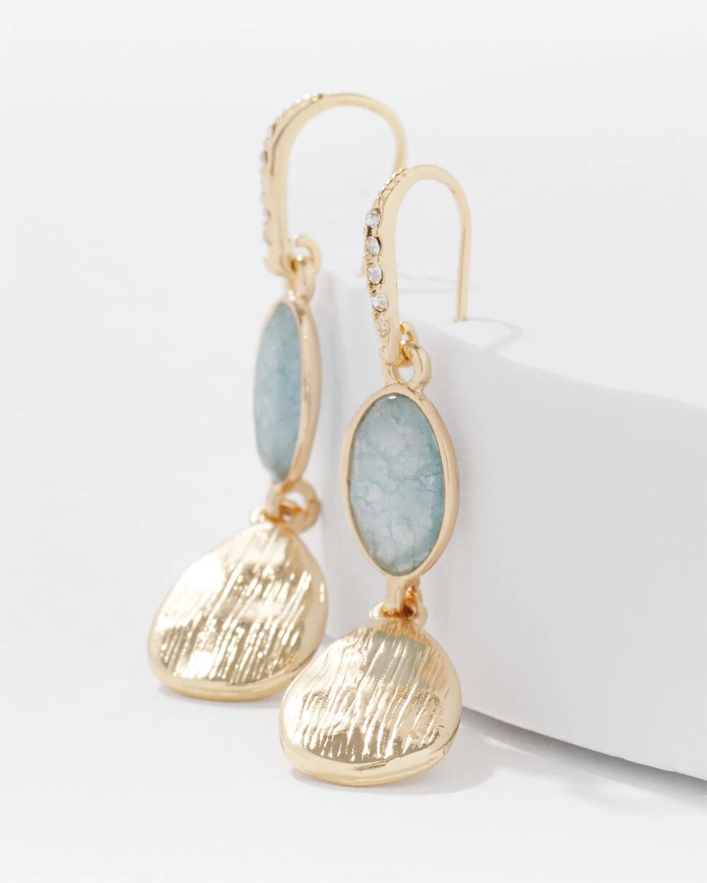 Blue Stone Drop Earrings - image 3