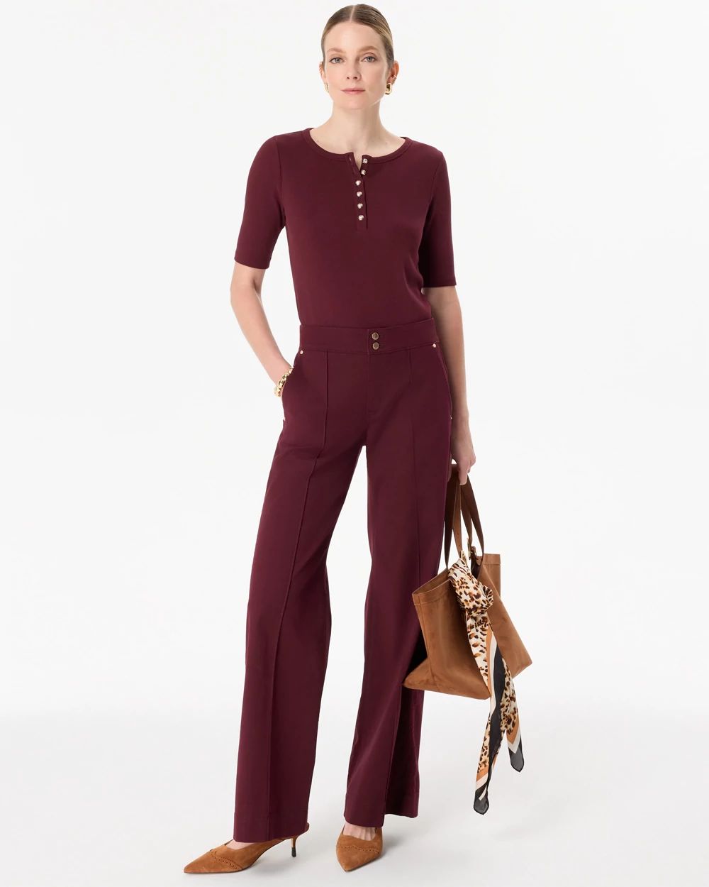 Elbow Sleeve Henley Top click to view larger image.