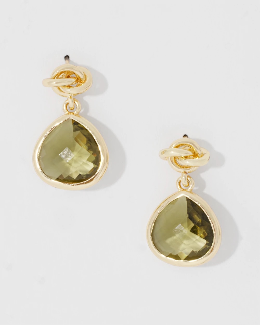 Olive + Gold Drop Earrings - image 2