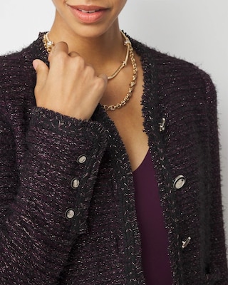 Petite Metallic Tweed Sweater Jacket click to view larger image.