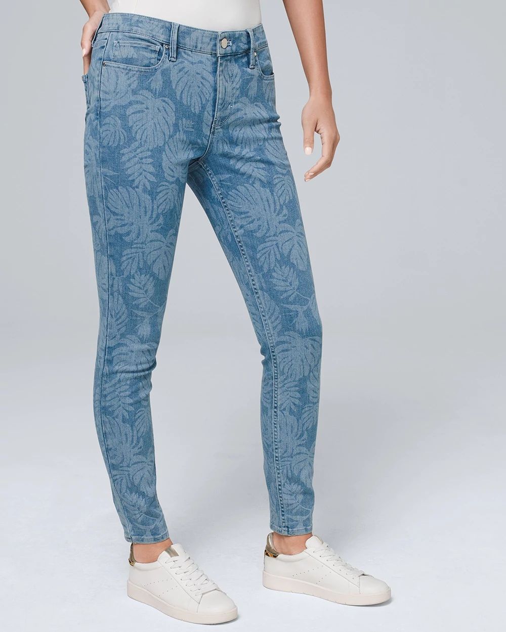 Mid-Rise Laser Printed Skinny Jeans