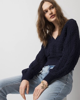 Chunky Knit Dolman Pullover Sweater click to view larger image.