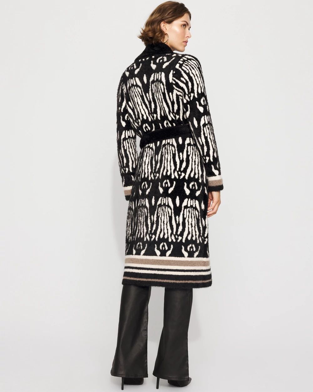 Jacquard Long Sweater Coat