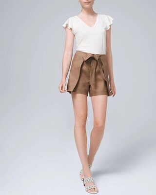 High-Rise Linen-Blend Wrap Shorts