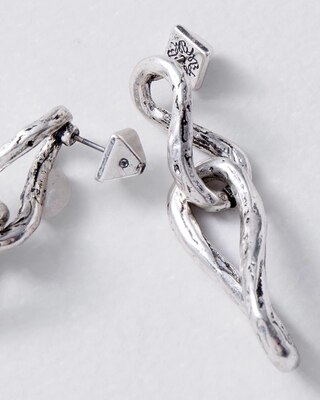 Silvetone Link Linear Earrings