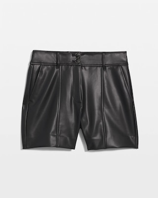 High Rise Faux Leather Tailored Shorts click to view larger image.