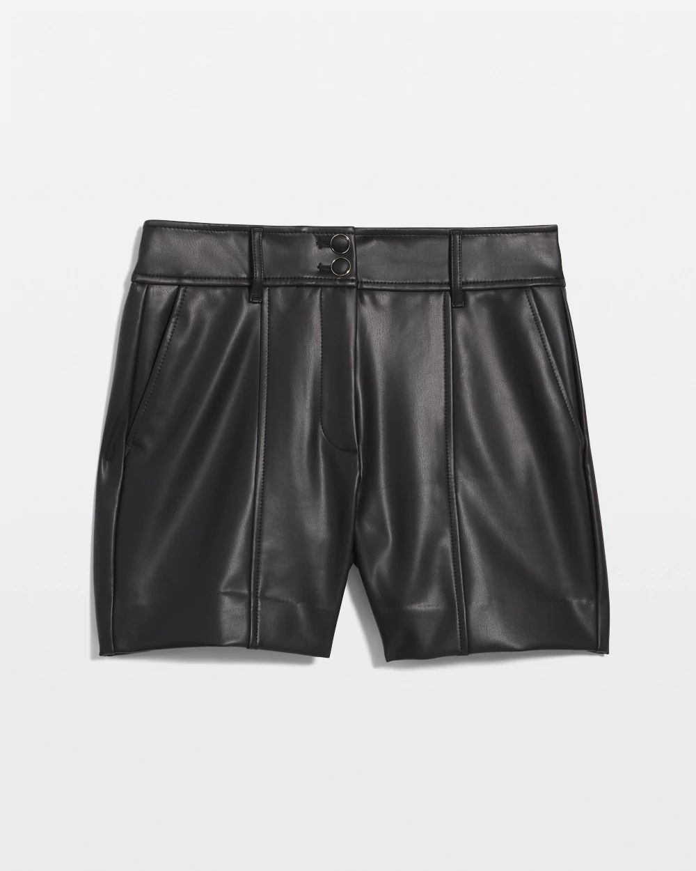 High Rise Faux Leather Tailored Shorts click to view larger image.
