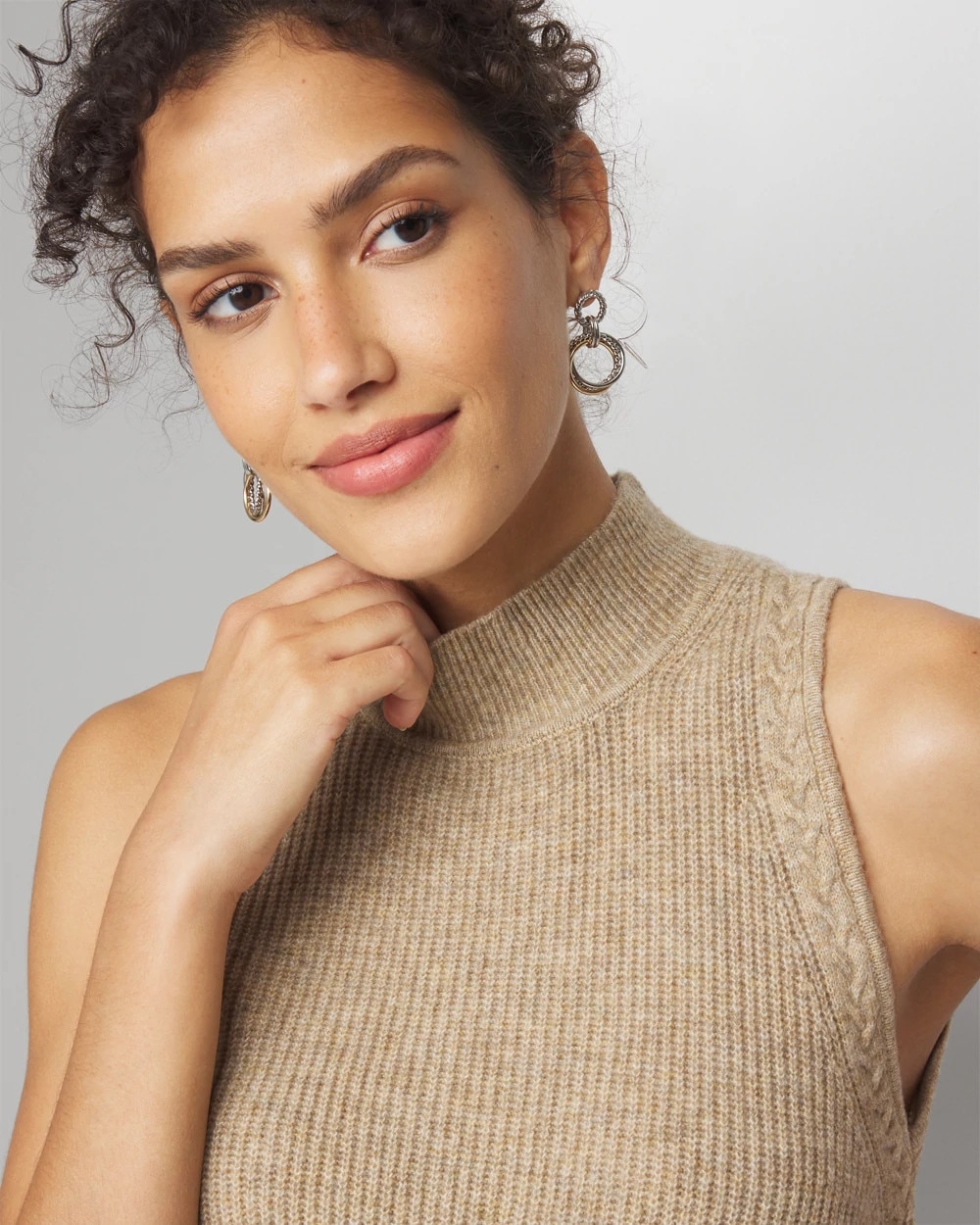 Cable Stitch Mockneck Sweater Tank