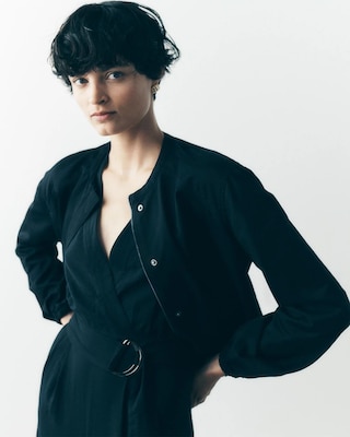 Washed Satin Bomber Jacket click to view larger image.