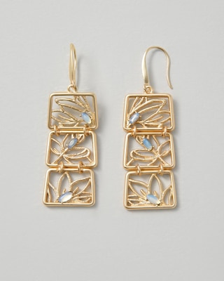 Goldtone Filigree Faux Moonstone Drop Earrings