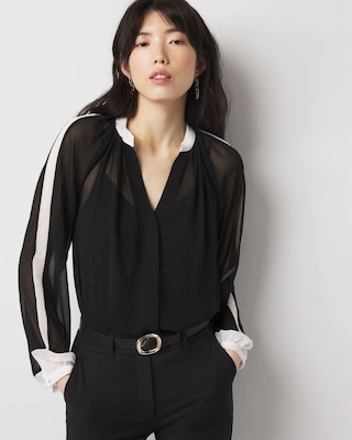 Chiffon Colorblock Blouse