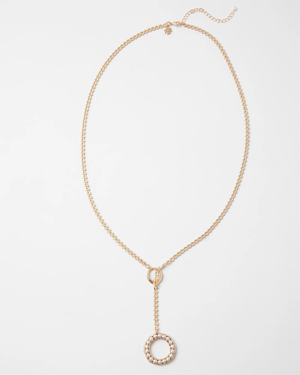 Goldtone and Faux Pearl Y-Necklace