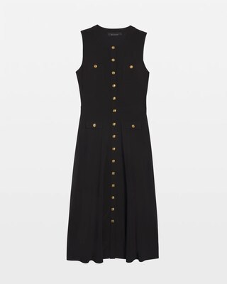 Petite Sleeveless Matte Jersey Crest Button Midi Dress