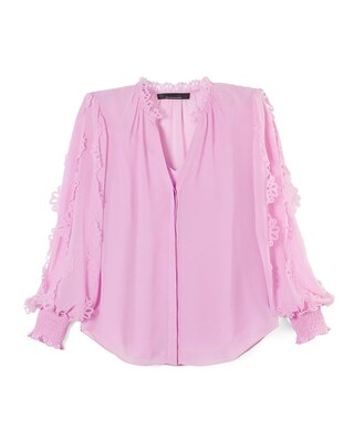 Laser Cut Ruffle Sleeve Blouse