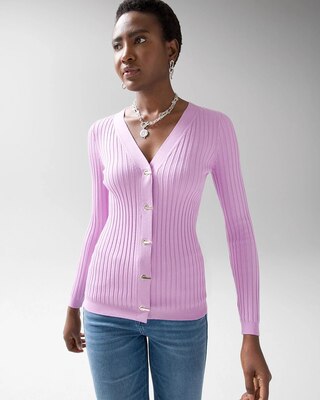 Long-Sleeve Rib Cardigan