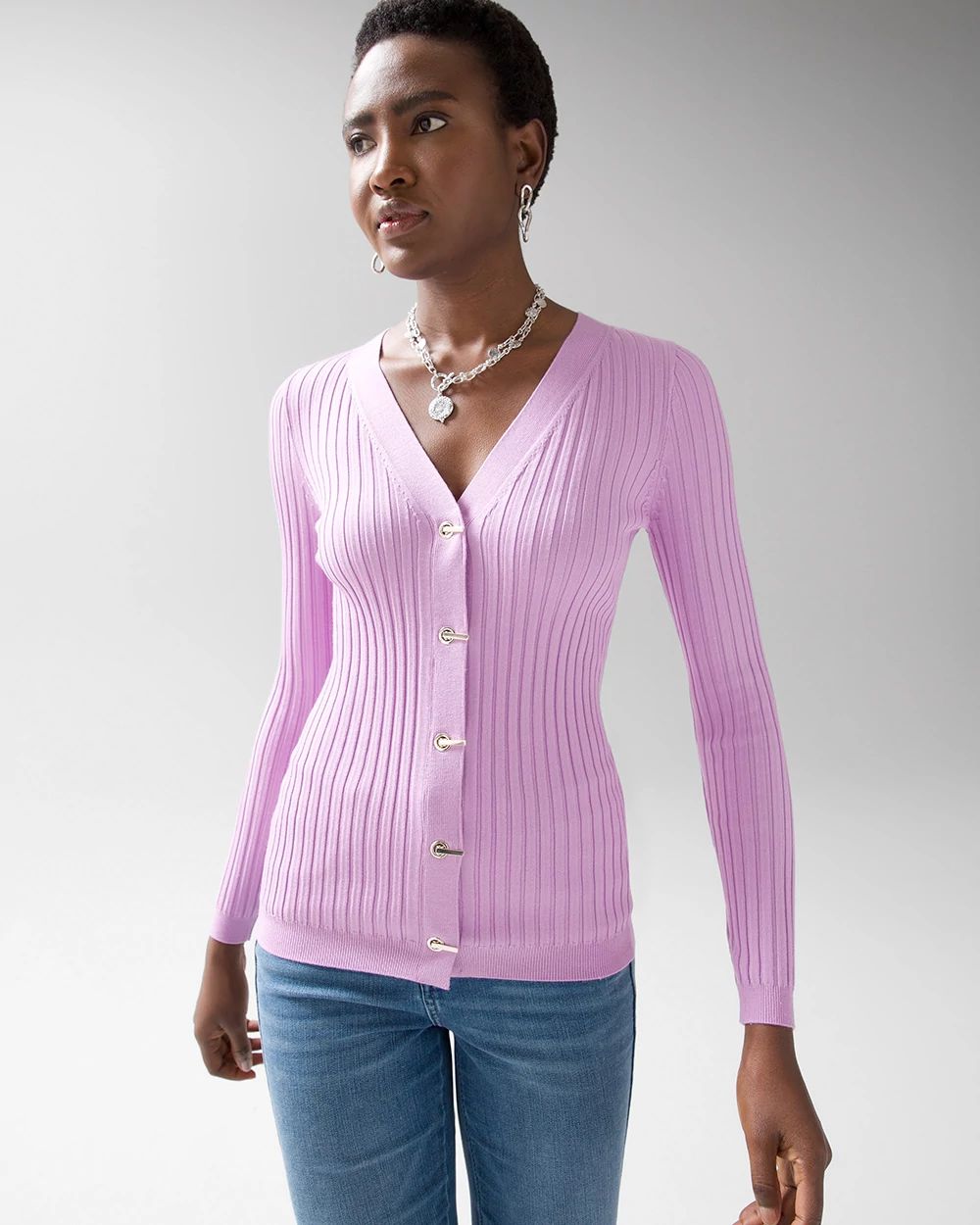 Long-Sleeve Rib Cardigan