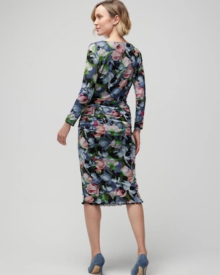 Long-Sleeve Reversible Mesh Sheath Dress