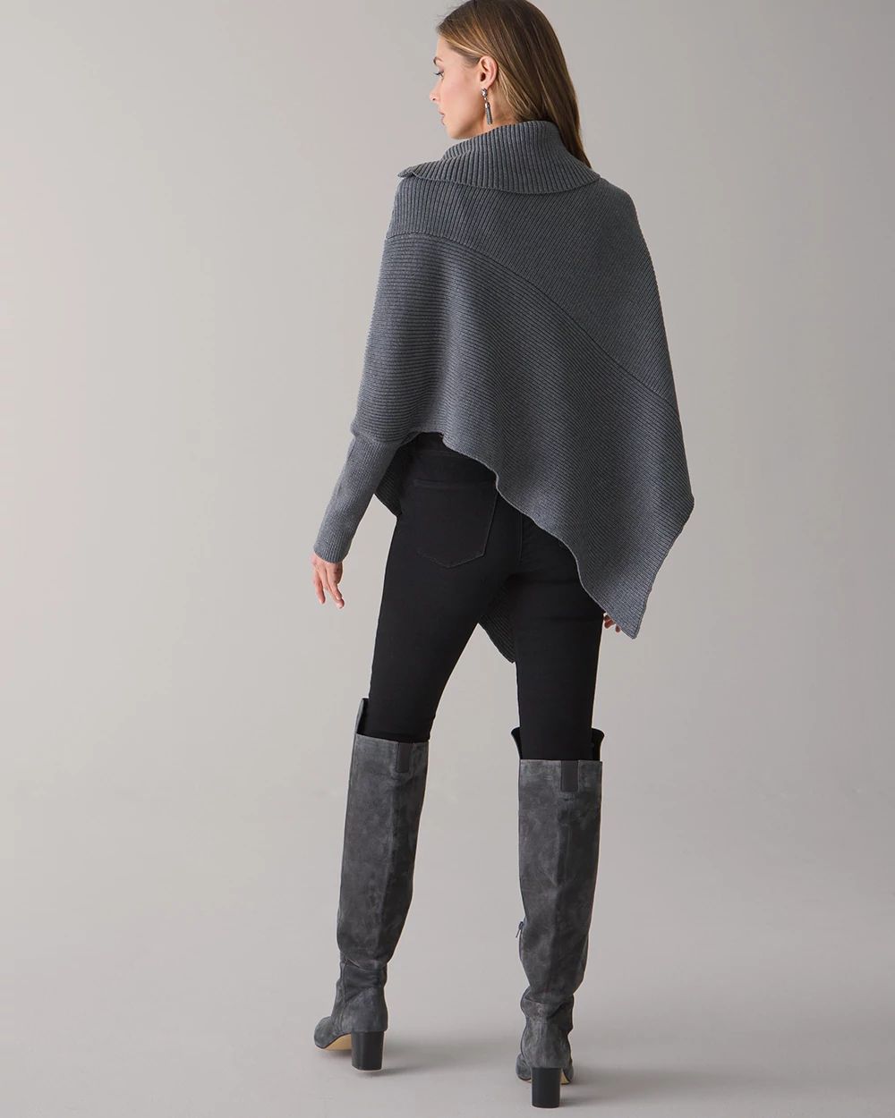 Long Sleeve Zip Neck Poncho click to view larger image.