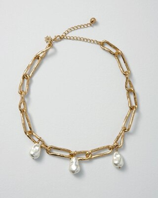 Goldtone + Freshwater Pearl Necklace
