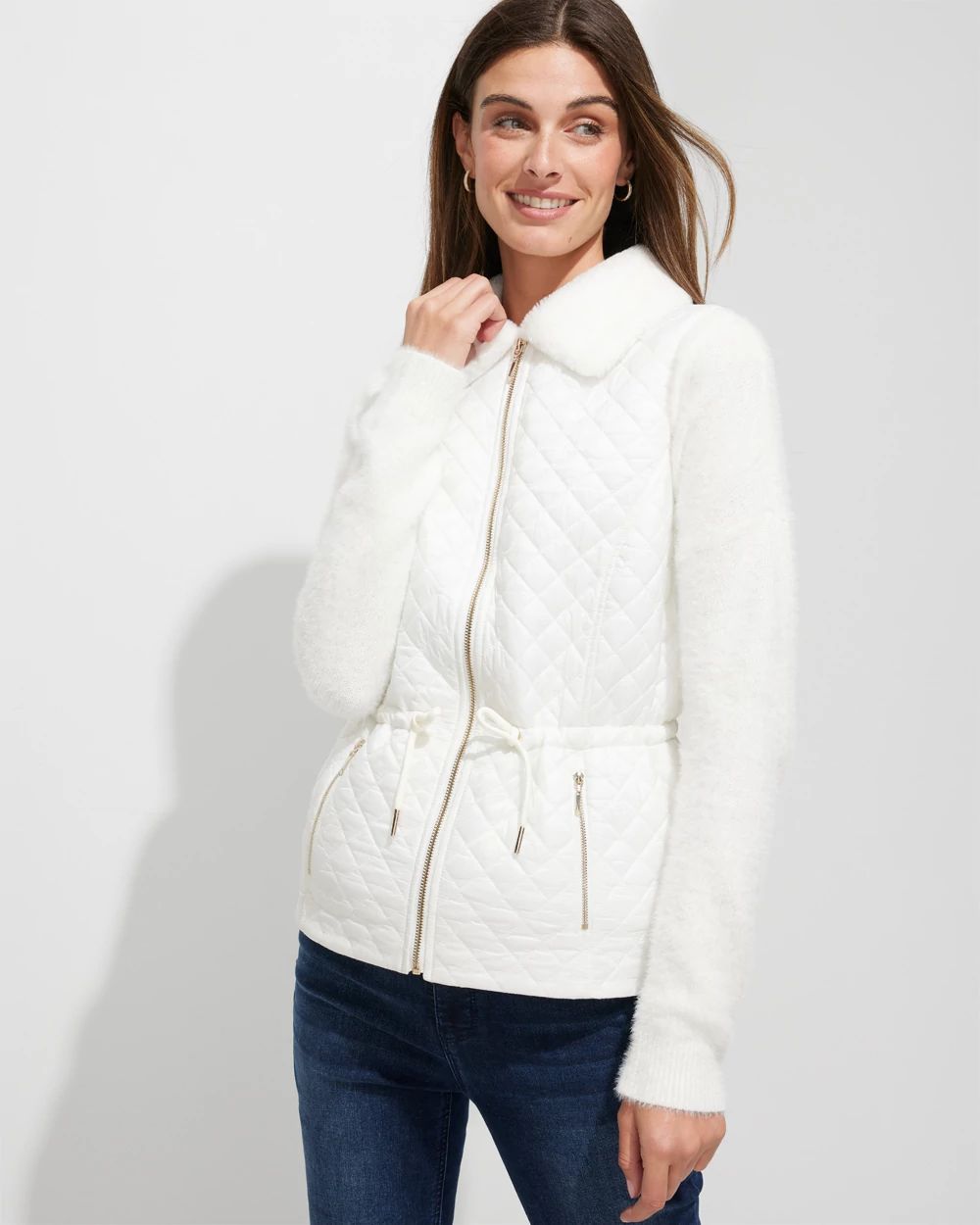 Outlet WHBM Quilted Vest With Fur