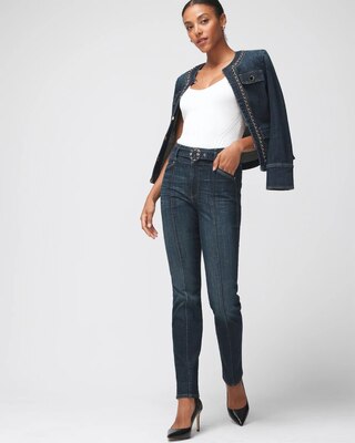 Extra High Rise Everyday Soft Novelty Belt Straight Leg Jeans