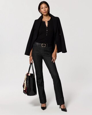 Satin Trim Henley Top click to view larger image.