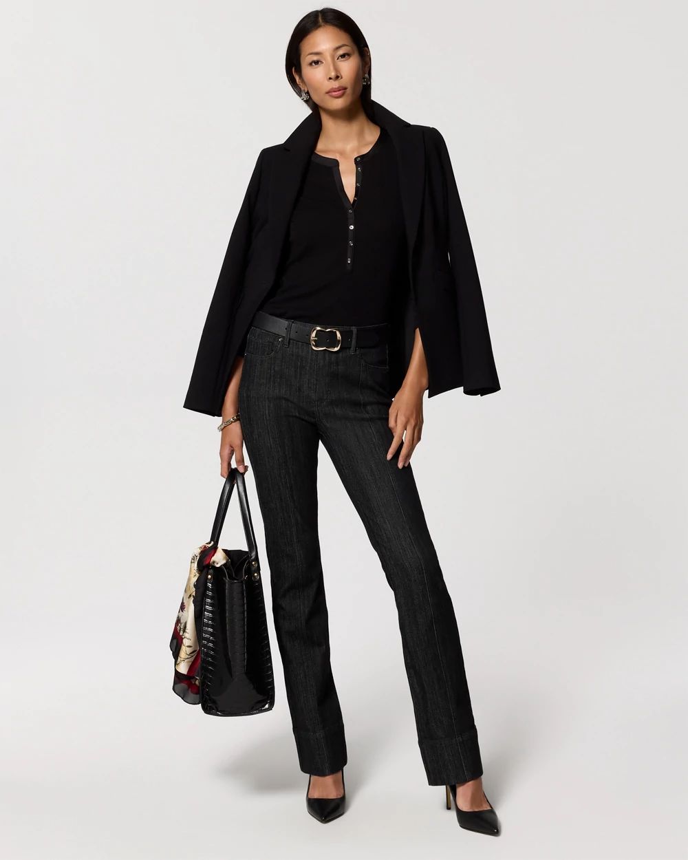 Satin Trim Henley Top click to view larger image.