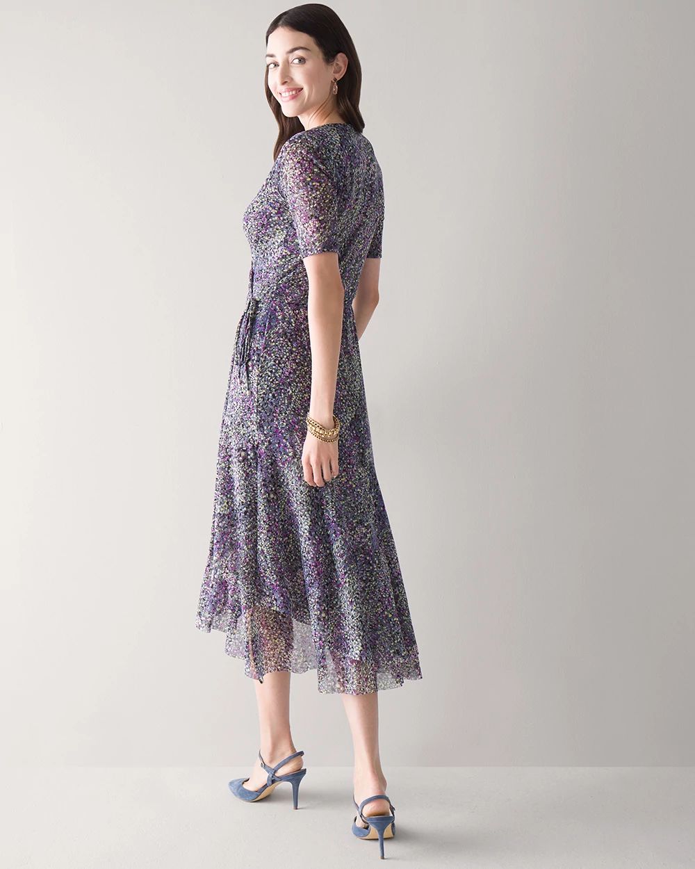 Petite Mesh Wrap Dress