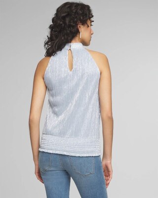 Metallic Mockneck Halter Top