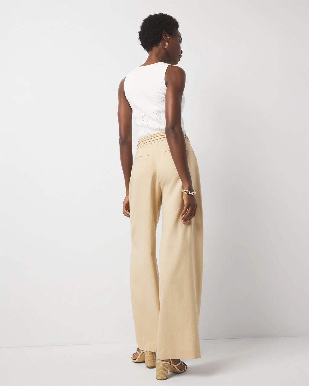 Pleated Waist Wide Leg Pant