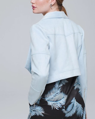 Petite Faux-Suede Drape Front Jacket