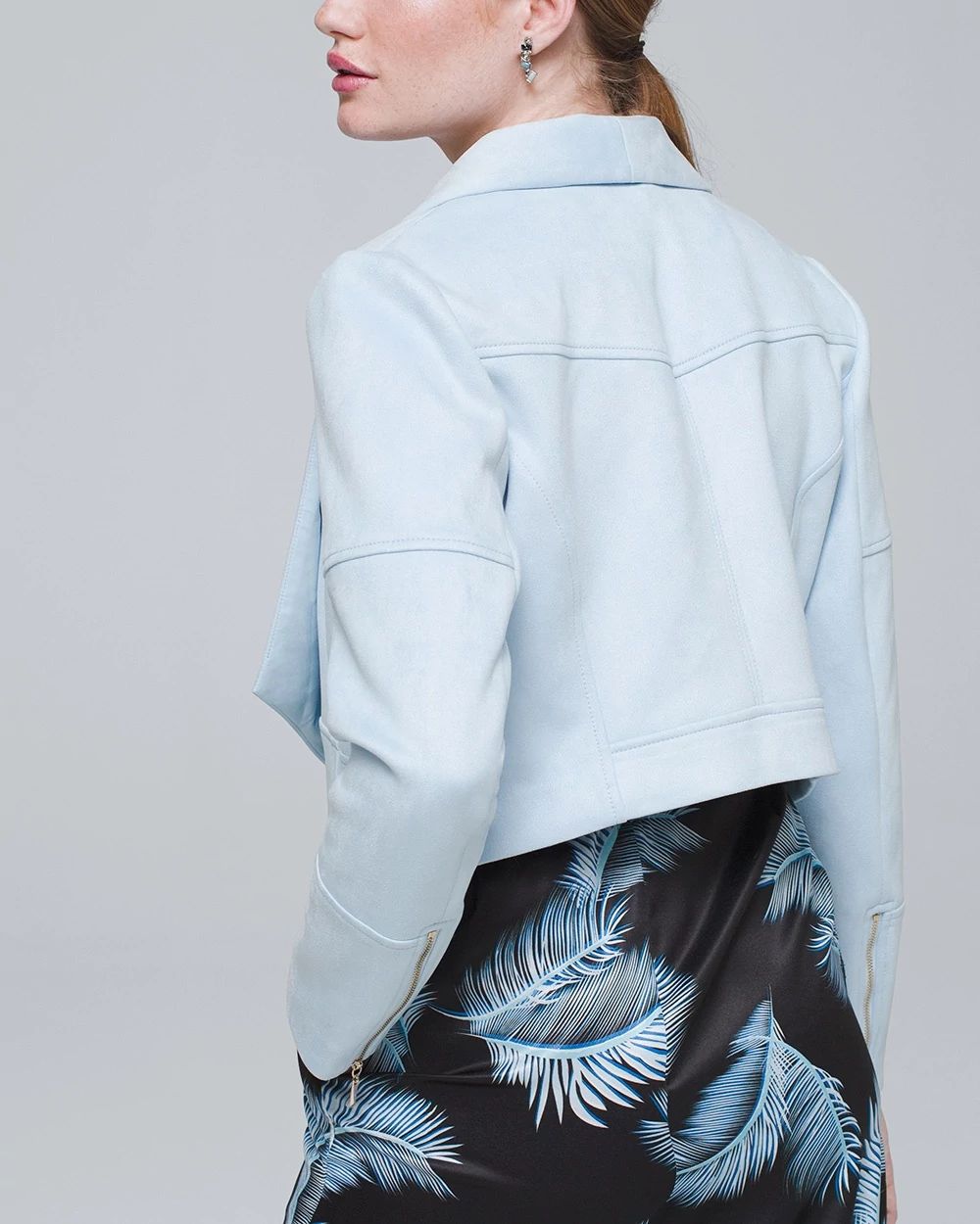 Petite Faux-Suede Drape Front Jacket